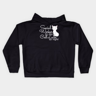 Social Worker by day cat lover by night Kids Hoodie